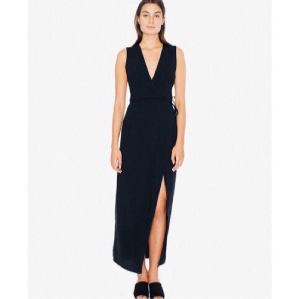Black Sleeveless Wrap Dress